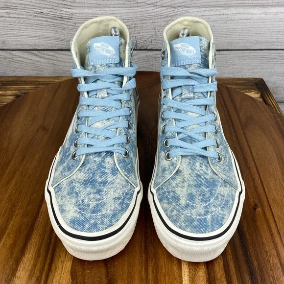 Vans Sk8 Hi Tapered Denim Destroy Winter Sky Sneaker Women’s Shoe Size 6.5 - Picture 6 of 11
